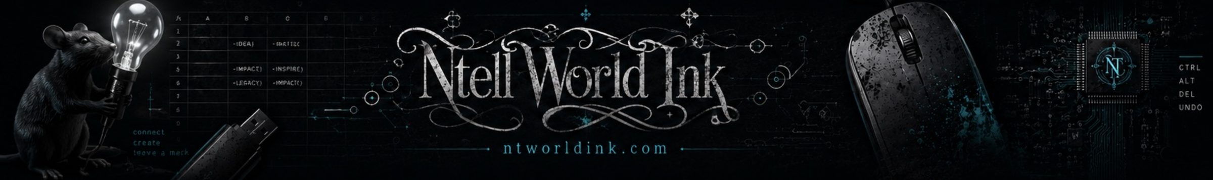 The Ntell World Ink wordmark with the site address